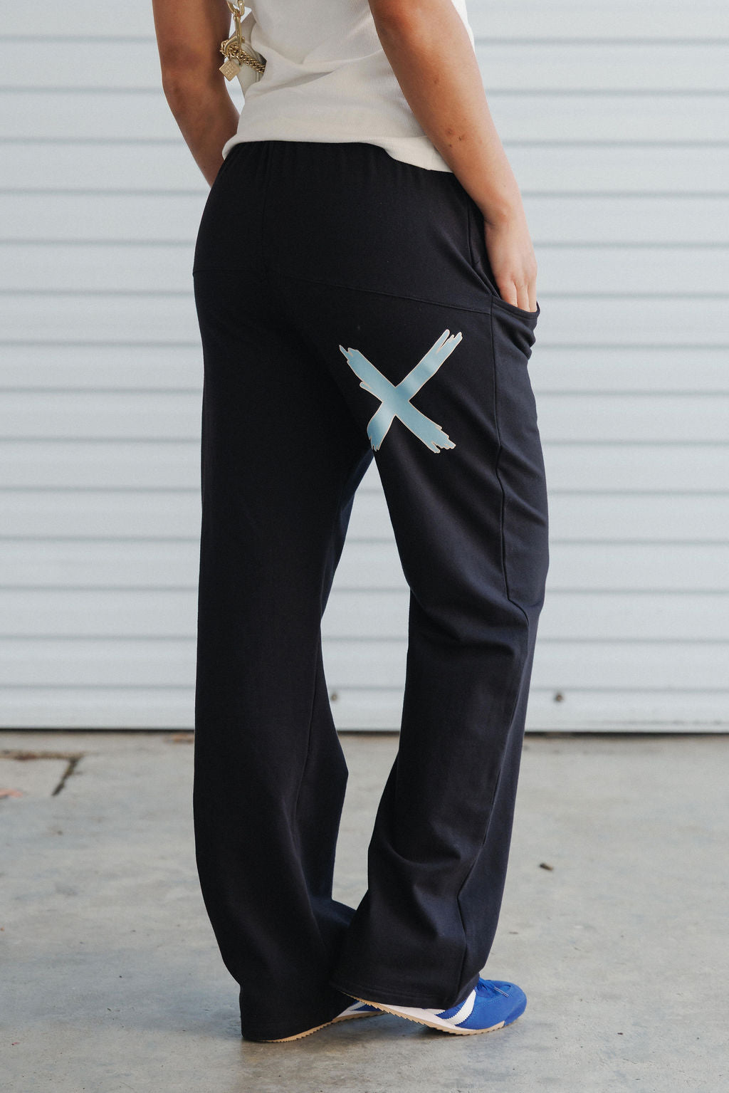 Coming Soon - Avenue Pants - Black with Sapphire/Ivory X