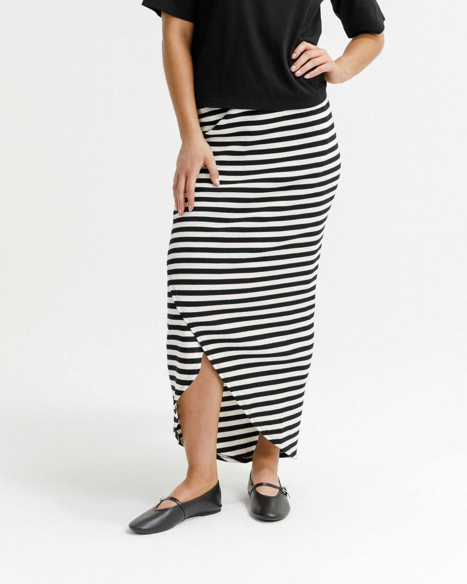 Marley Skirt - Black and White Stripes