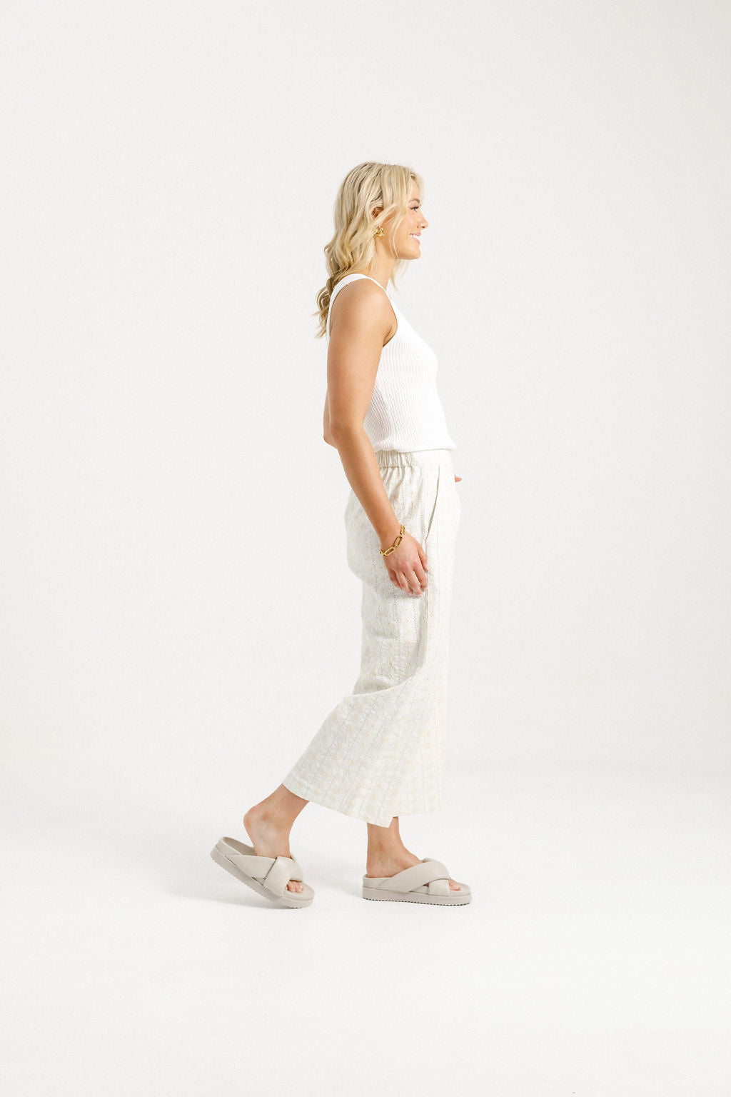 Zoe Pants - Cream Daisies