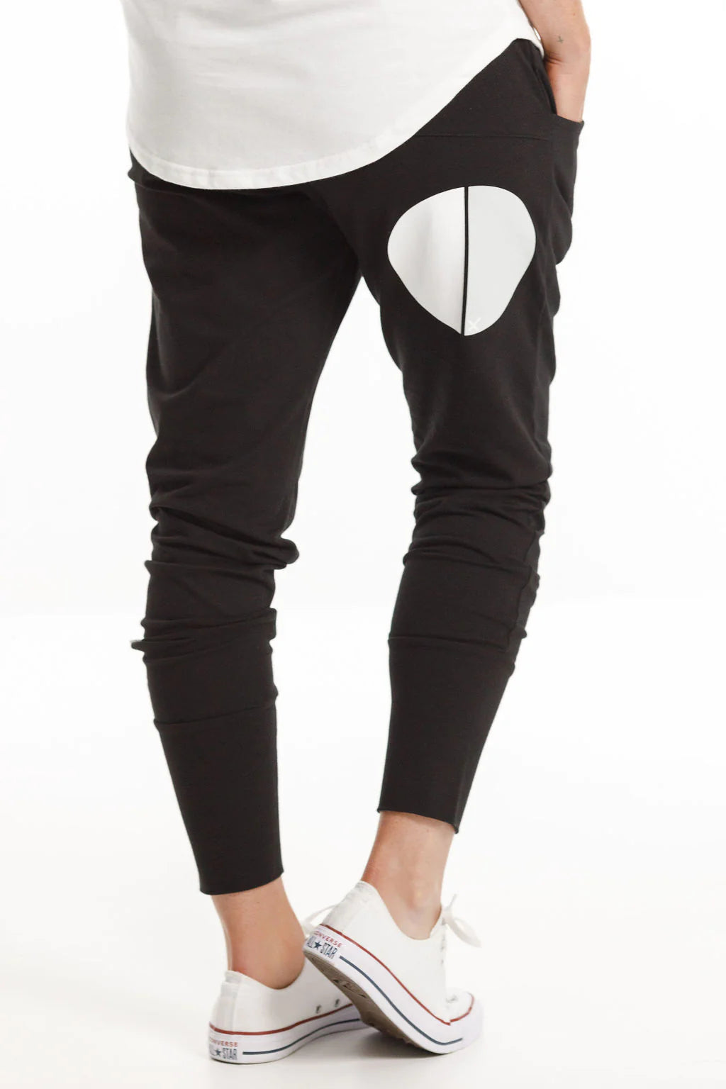 Apartment Pants - Black with White/Grey Cut Circle Dot