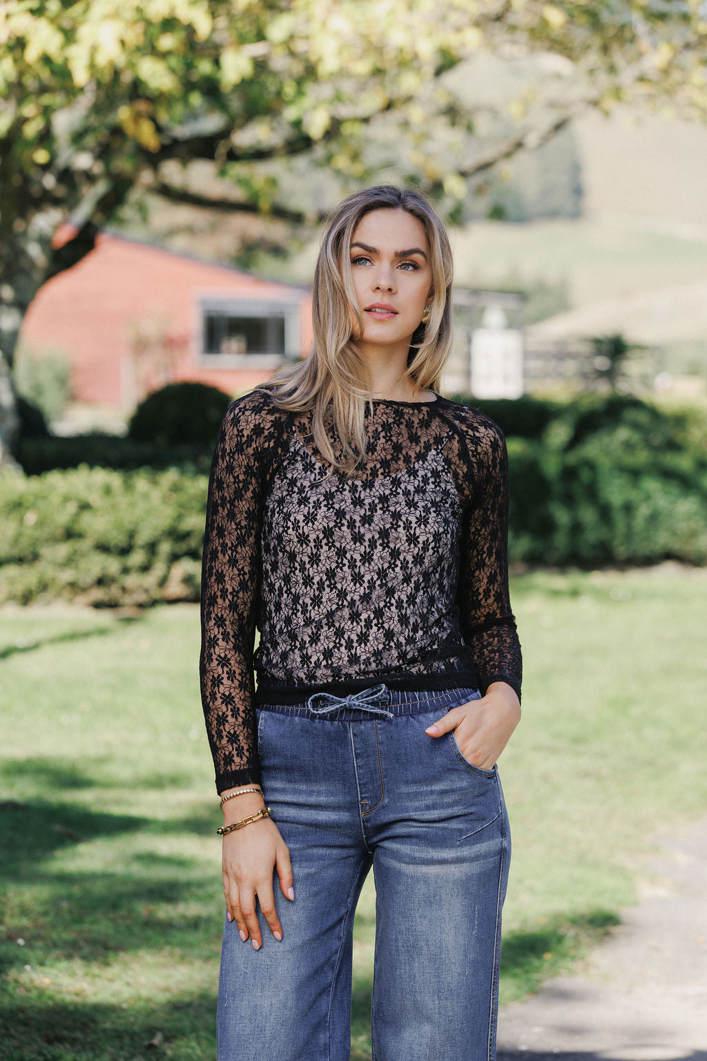 Knox Lace Long Sleeve - Black Meadow
