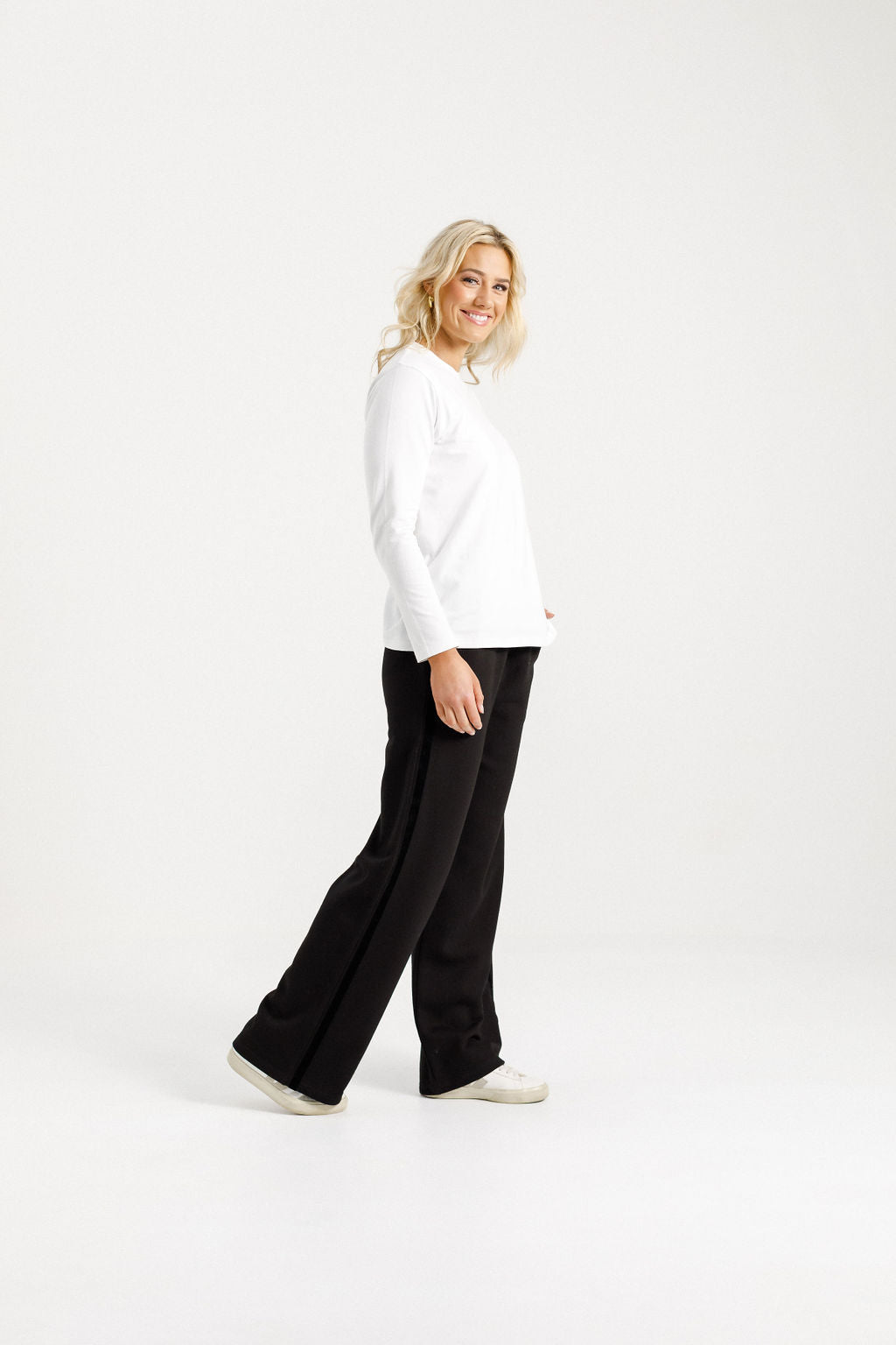 Palazzo Pants - Alpine Weight - Black with Black Velvet Ribbon