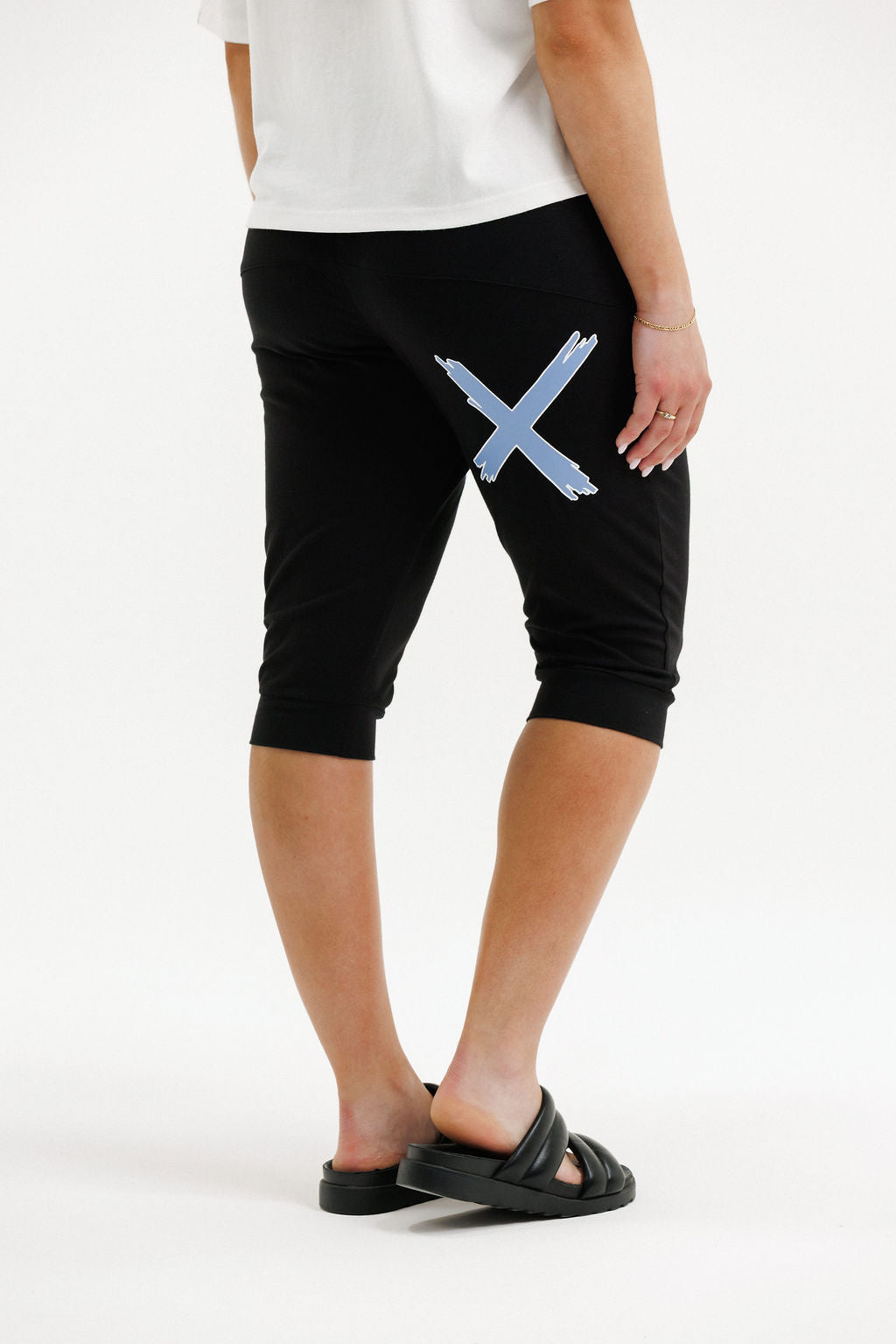 COMING SOON - 3/4 Apartment Pants - Black with Hydrangea/White X