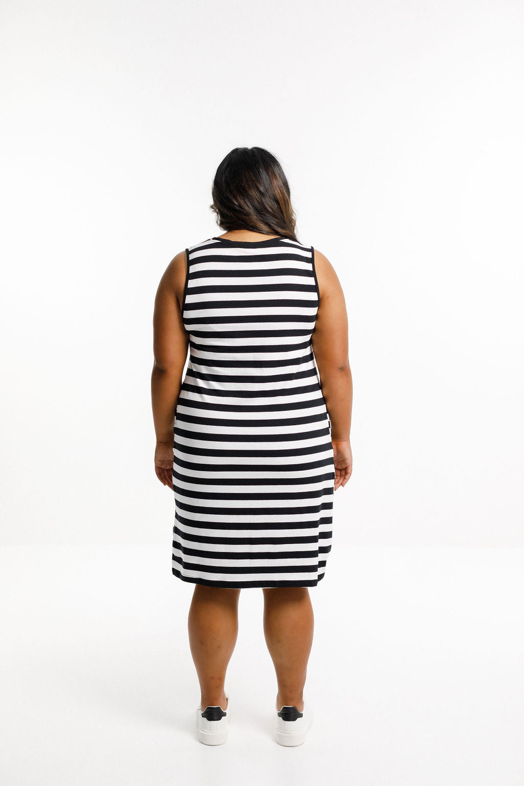 Jane Singlet Dress - Black and White Stripes