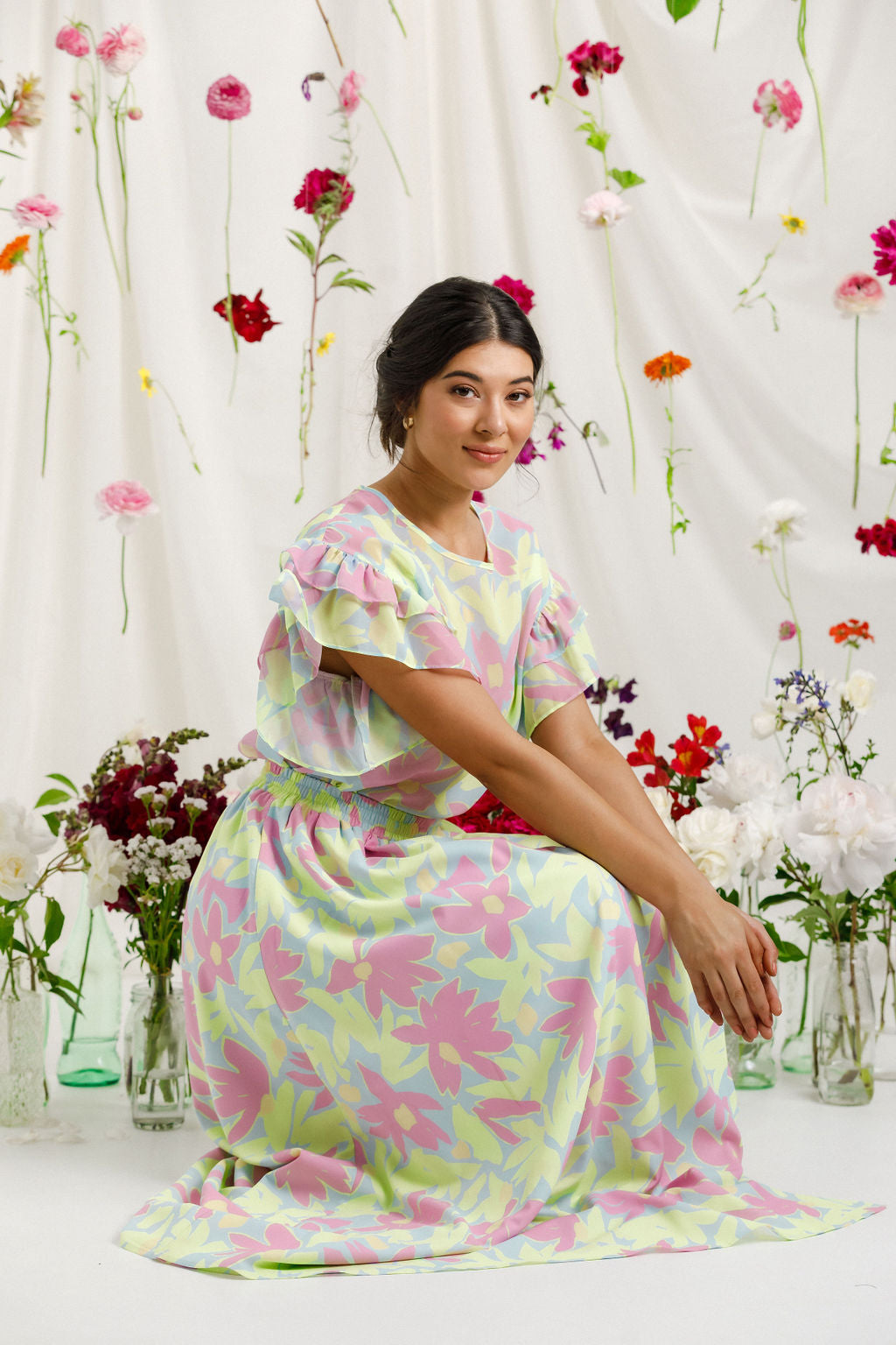 Elise Skirt - Lime Daisies