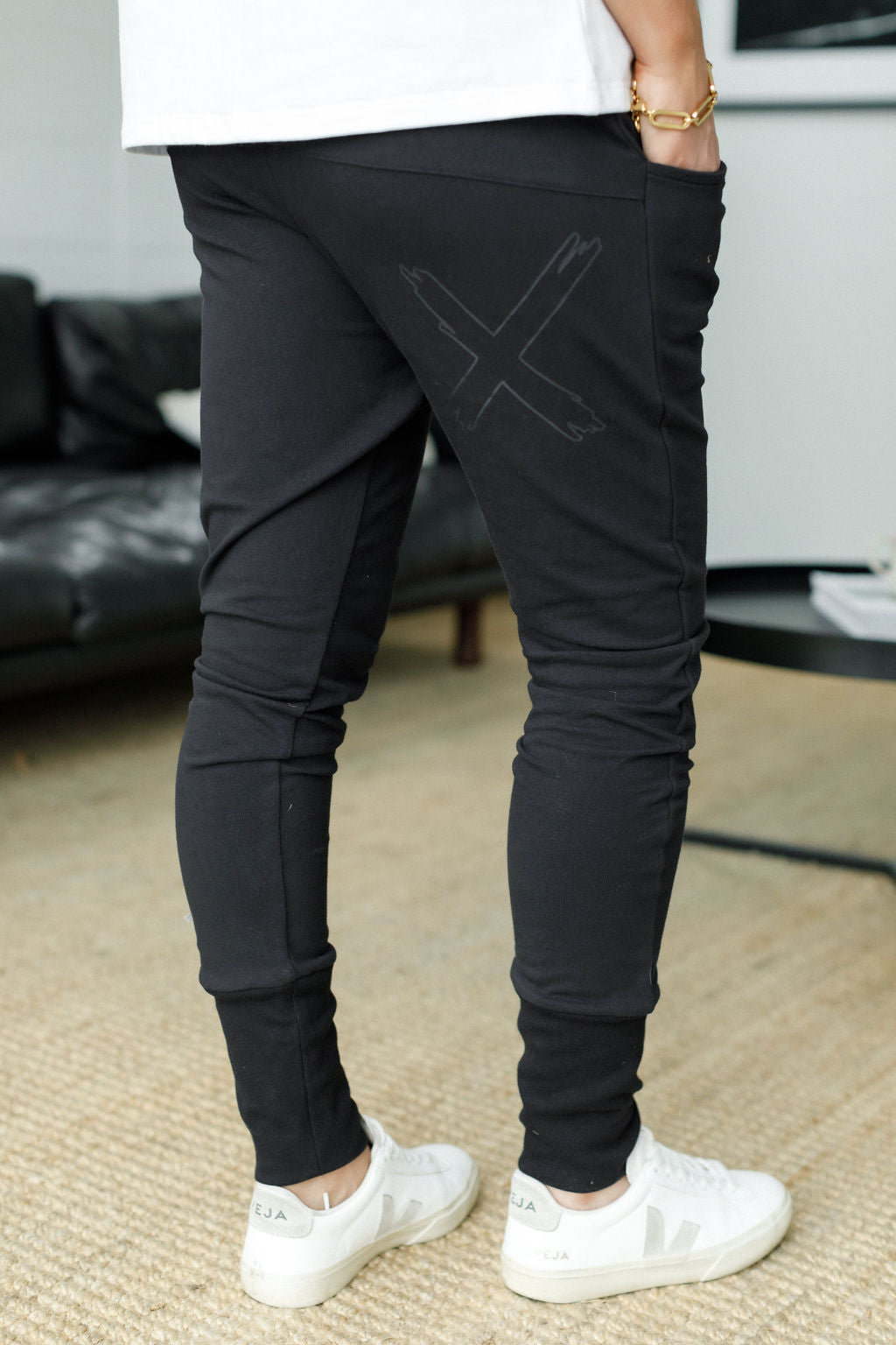 Apartment Pants - Winter Weight - Black with Black X Outline