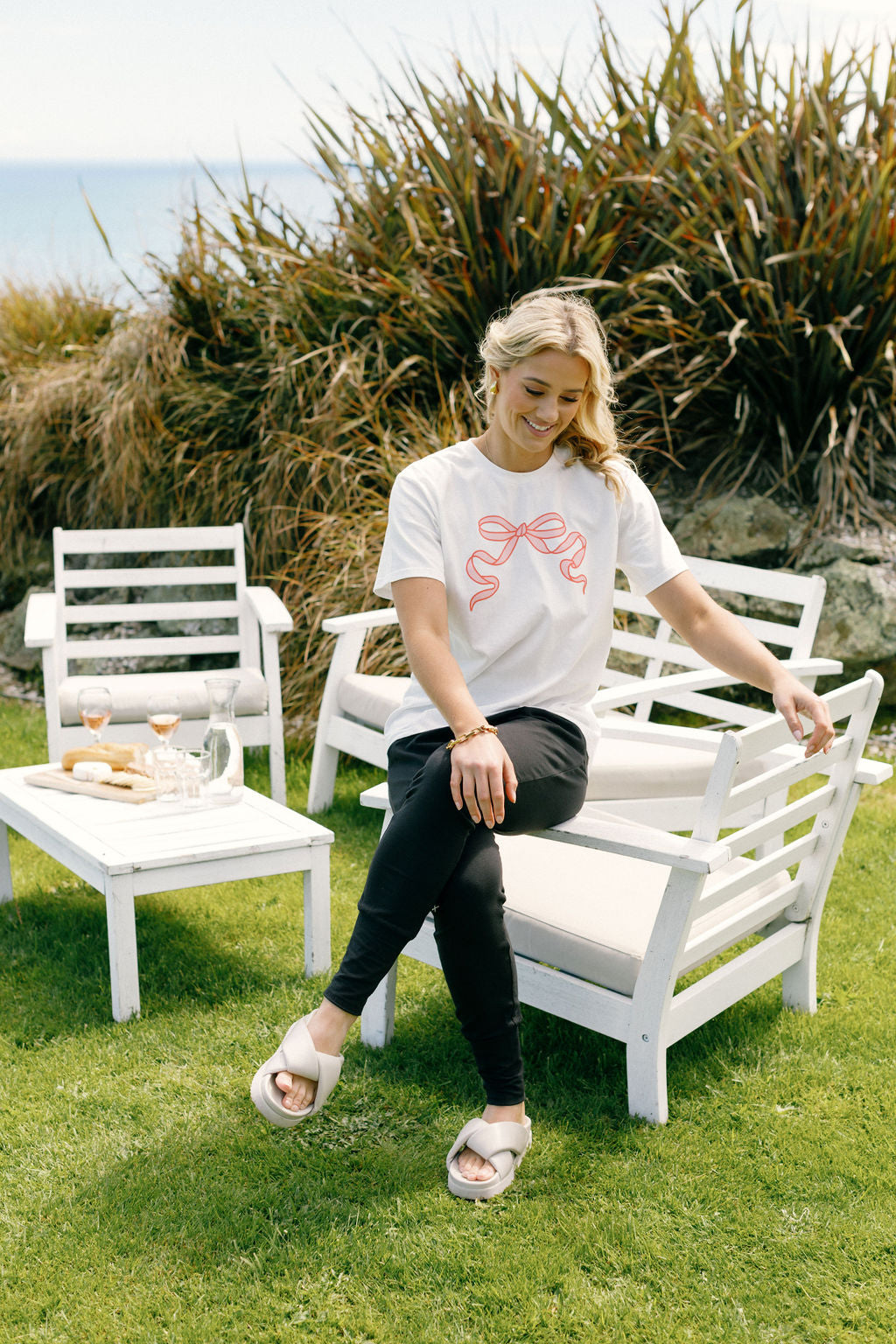 Chris Tee - White with Blossom Berry Bow