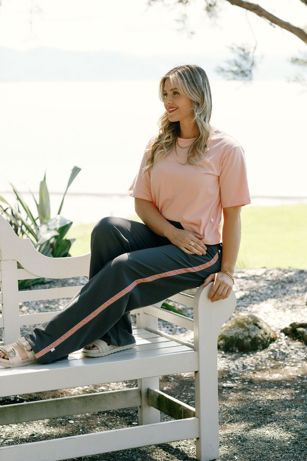 Palazzo Pants - Graphite with Blossom Tape
