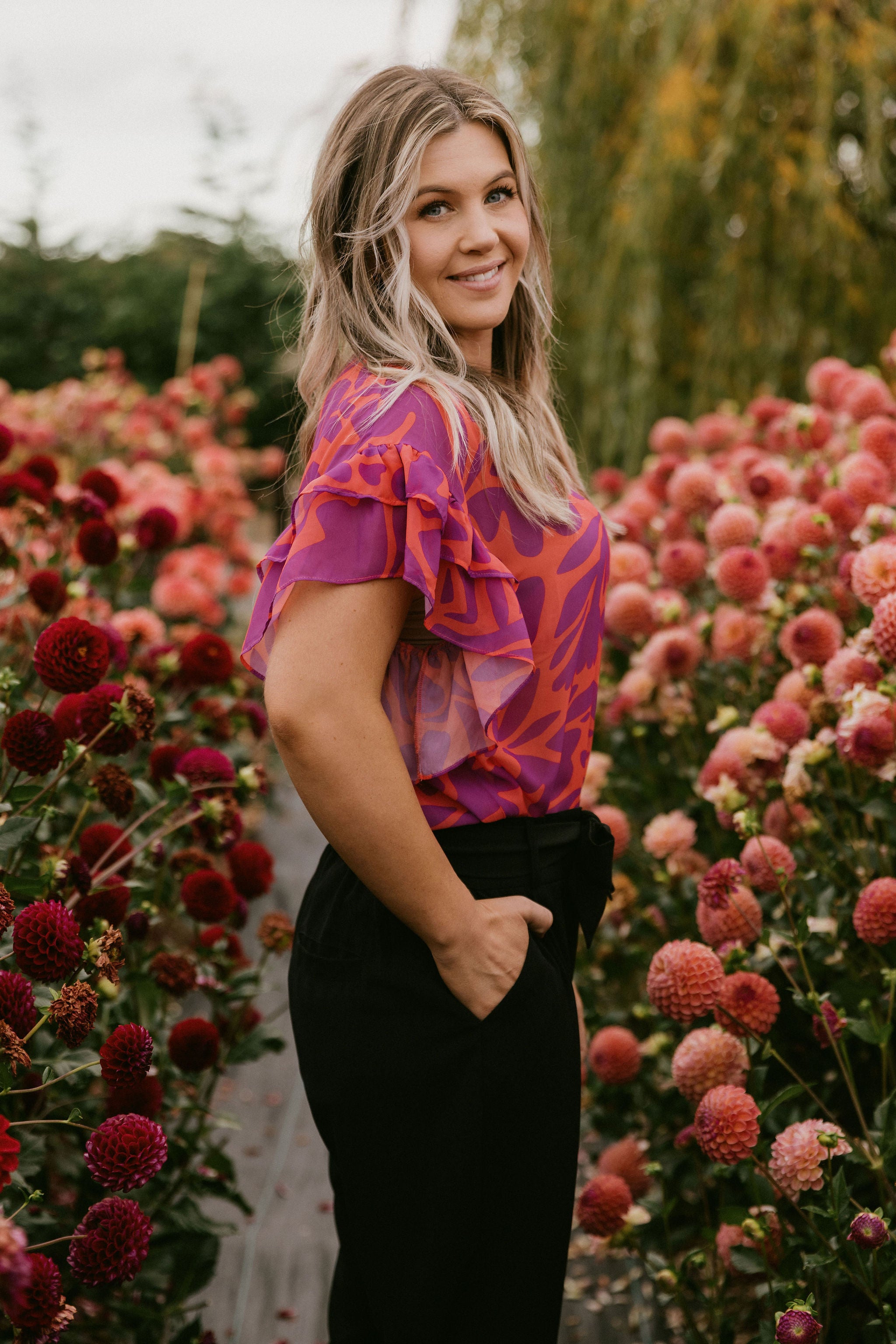 Evelyn Blouse - Sunset Floral