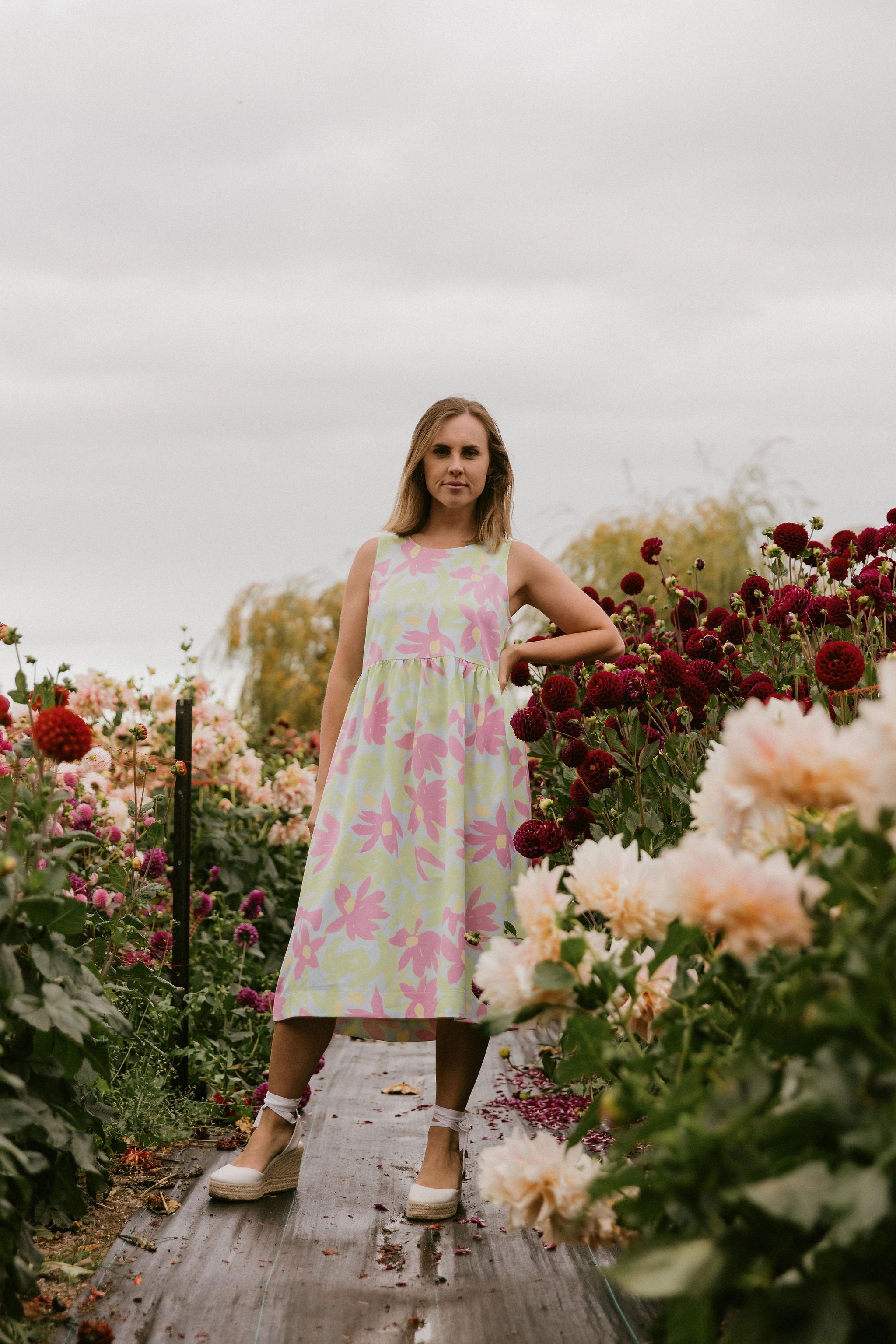 Vita Dress - Lime Daisies