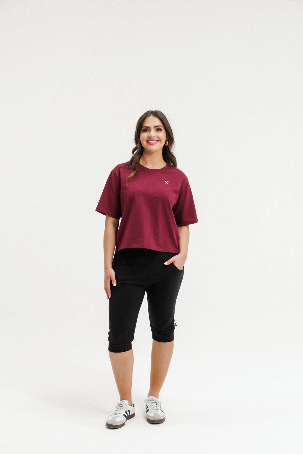 COMING SOON - 3/4 Apartment Pants - Black with Merlot/Blush X