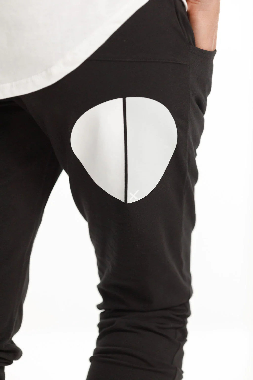 Apartment Pants - Black with White/Grey Cut Circle Dot