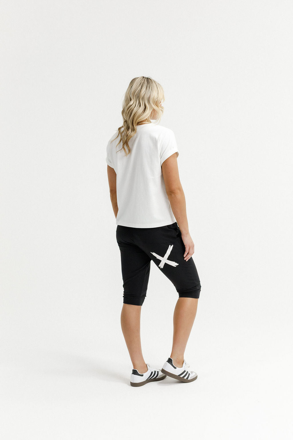 3/4 Apartment Pants - Black with White X print