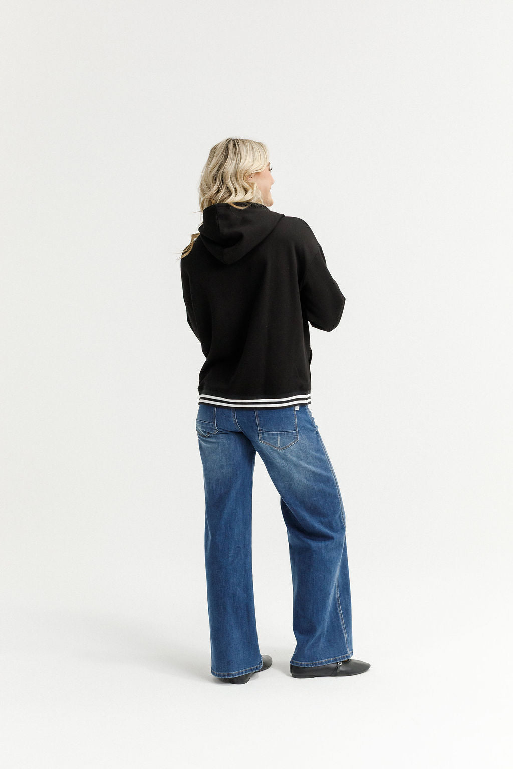 Elliot Hoodie - Alpine Weight - Black with Silver X and Stripe Cuffs