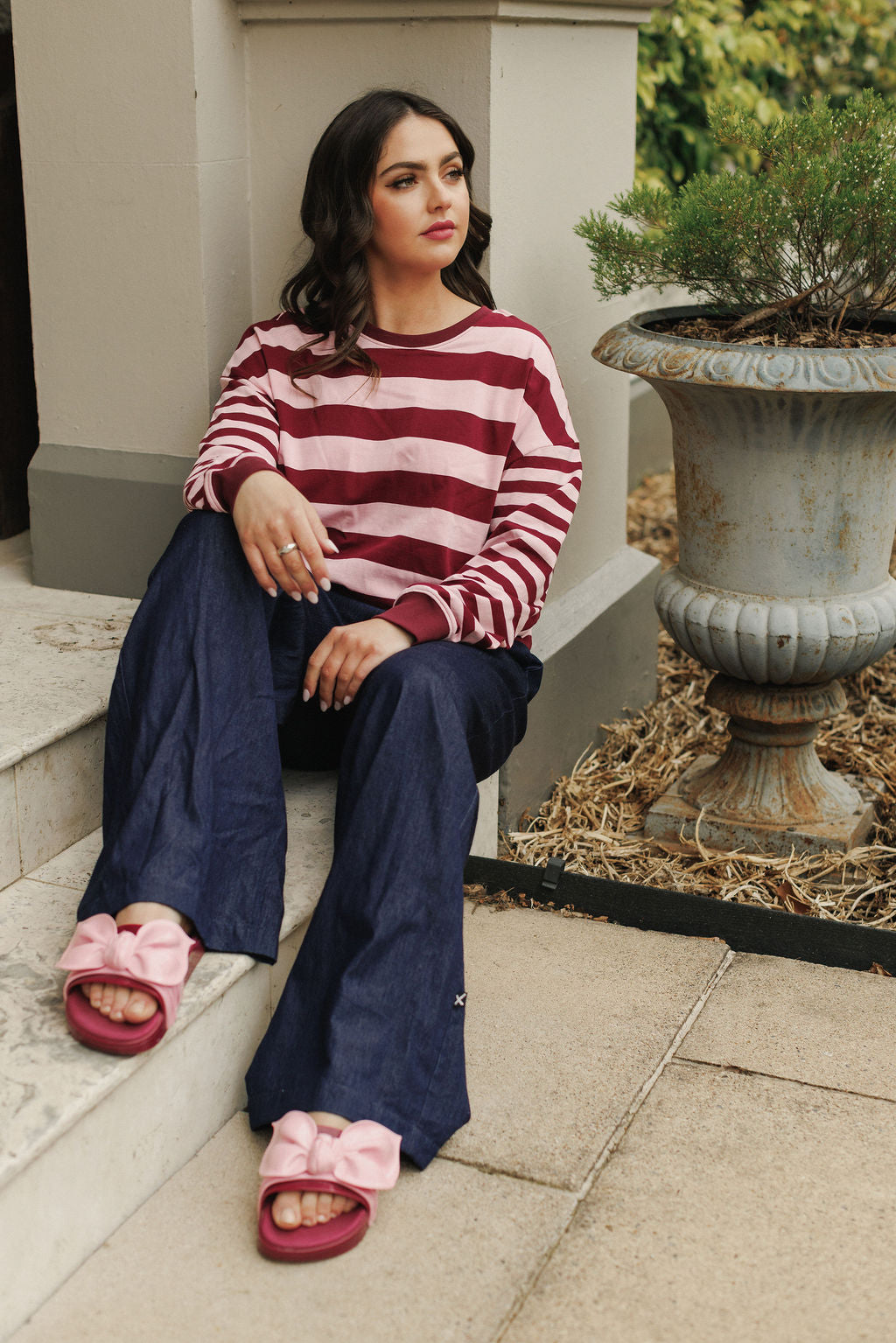 COMING SOON - Hugo Crew - Merlot & Blush Stripe