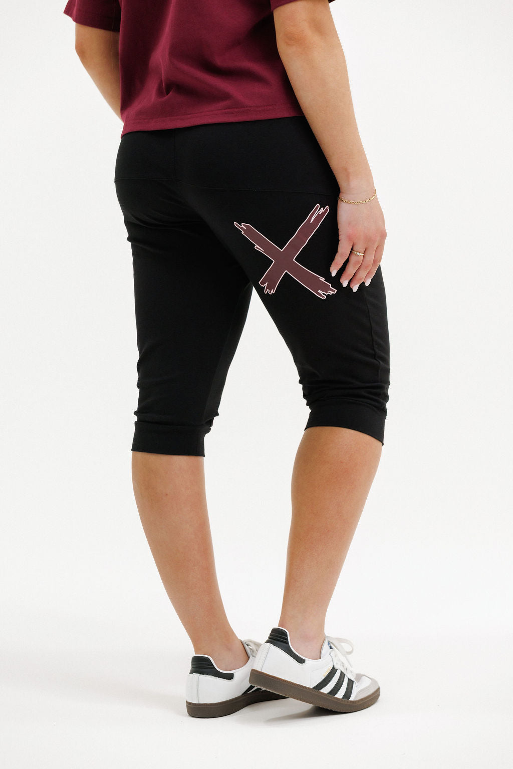 COMING SOON - 3/4 Apartment Pants - Black with Merlot/Blush X