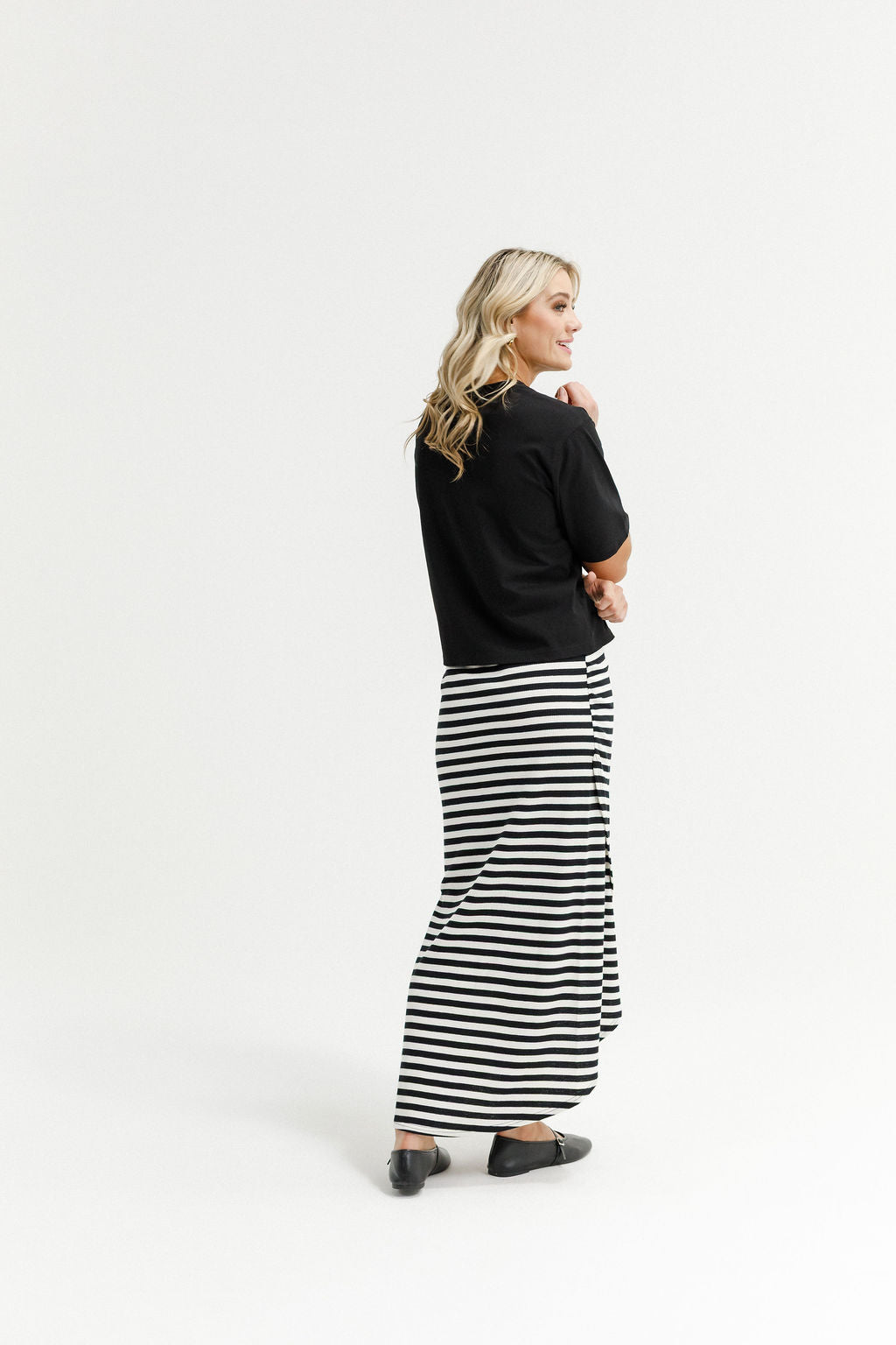 Marley Skirt - Black and White Stripes