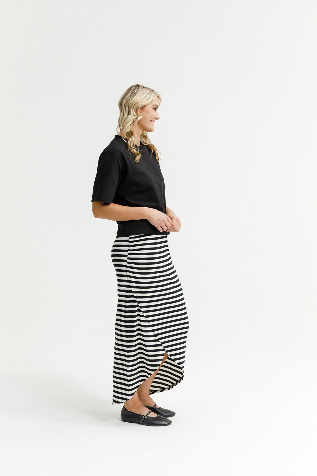 Marley Skirt - Black and White Stripes
