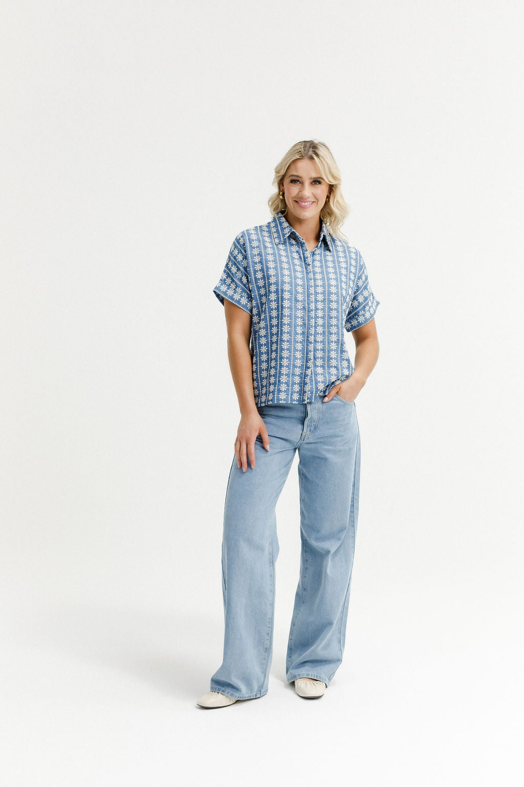 Coming Soon - Lolo Shirt - Blue Daisy