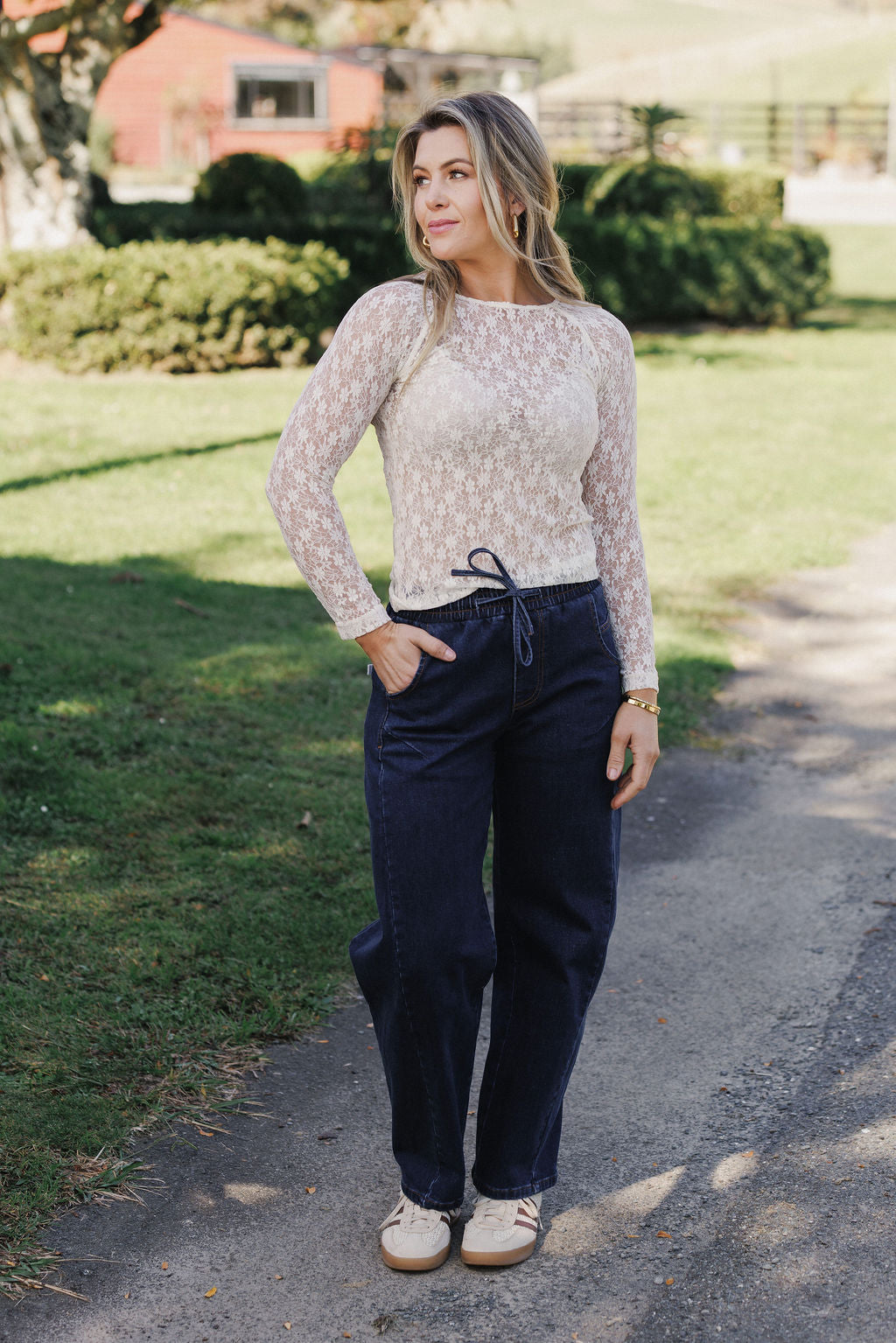 Knox Lace Long Sleeve - Cream Meadow
