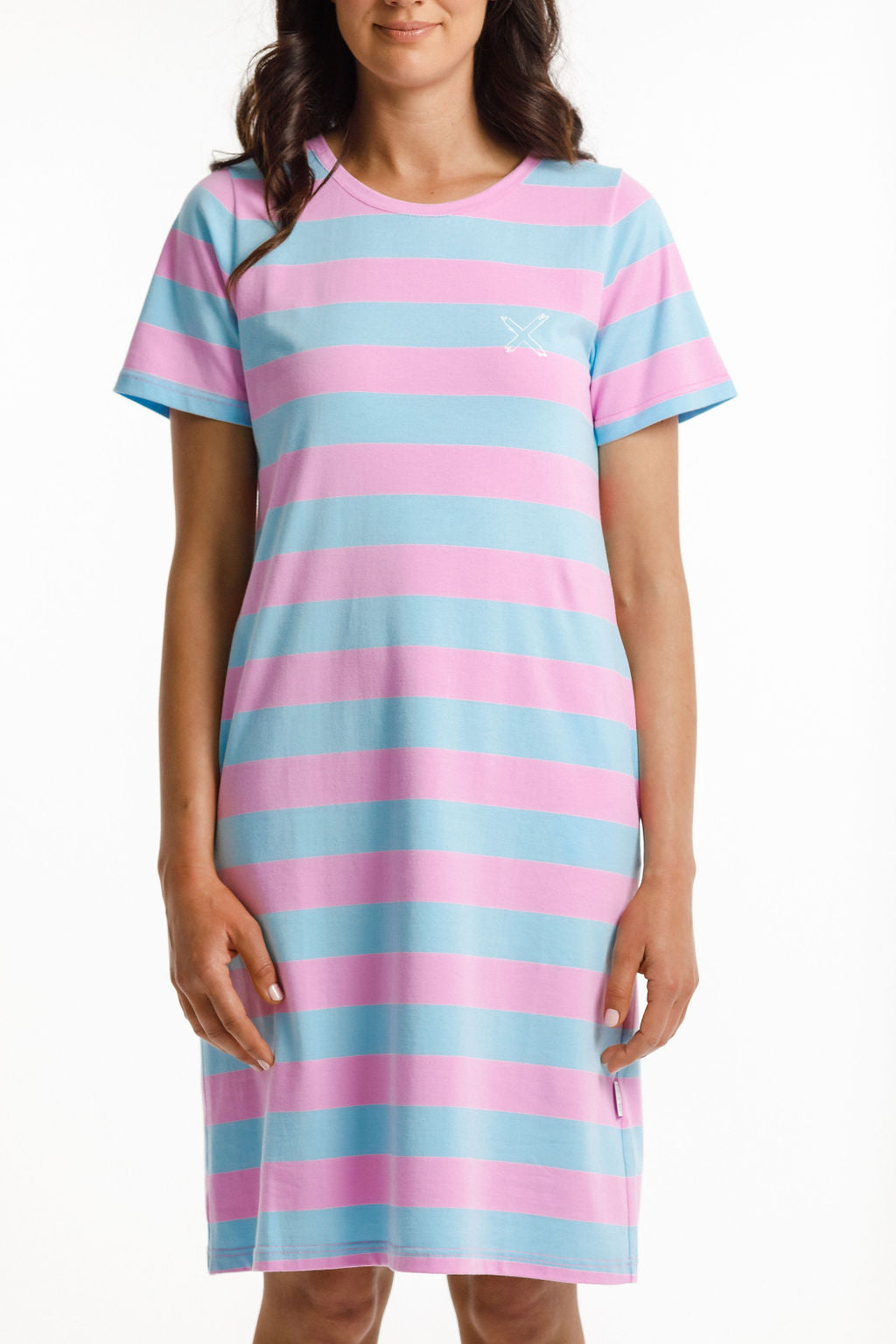 Taylor Tee Dress - Lollipop & Sky Stripe