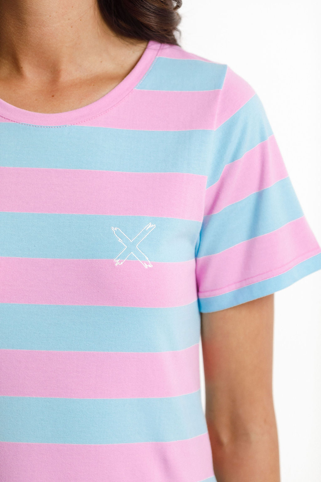 Taylor Tee Dress - Lollipop & Sky Stripe