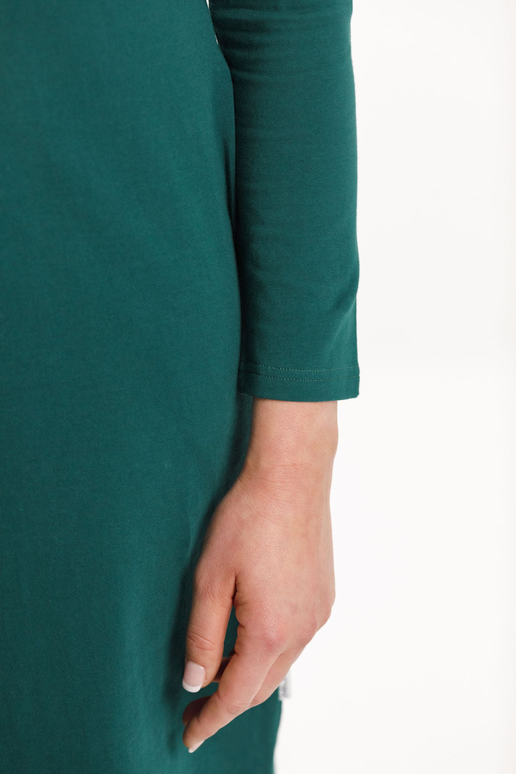 Long Sleeve Taylor Dress - Emerald Green with Cut Circle Print