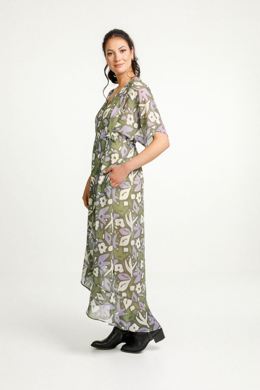 Courtney Dress - Meta Floral with Latte Slip