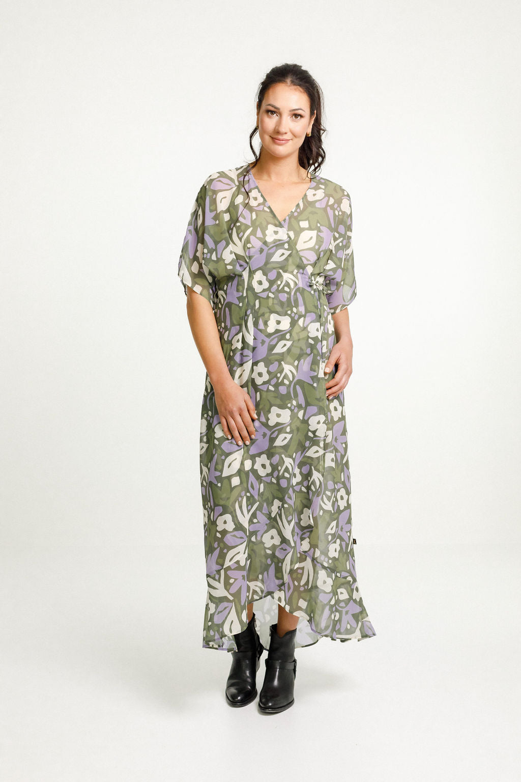 Courtney Dress - Meta Floral with Latte Slip