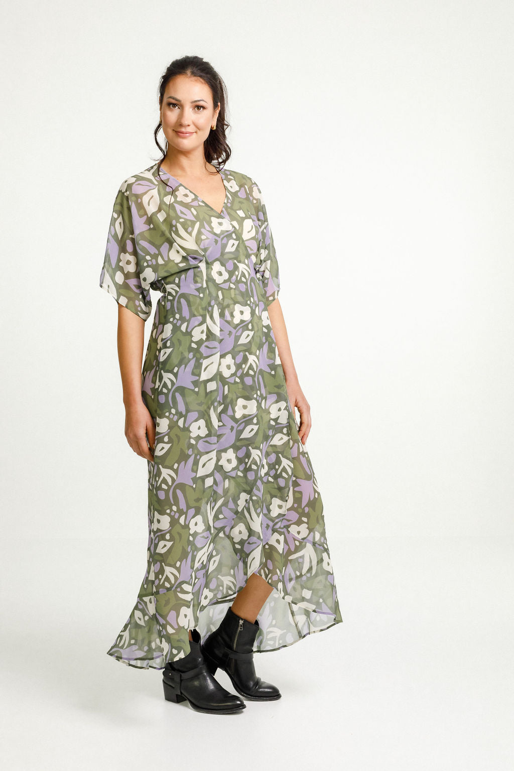 Courtney Dress - Meta Floral with Latte Slip