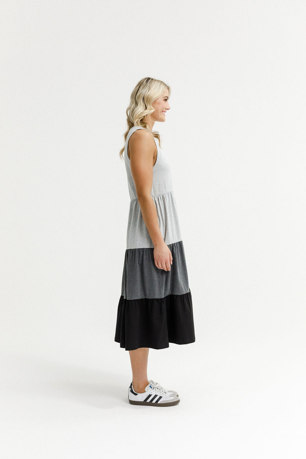 Kendall Singlet Dress - Grey/Charcoal/Black