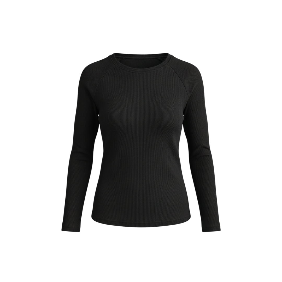 Ribbed Raglan Long Sleeve - Black