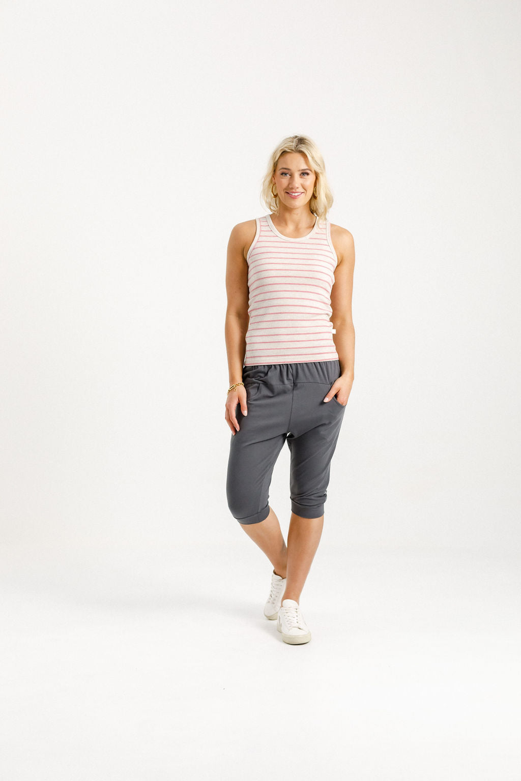 Coming Soon - 3/4 Apartment Pants - Graphite with Ivory X