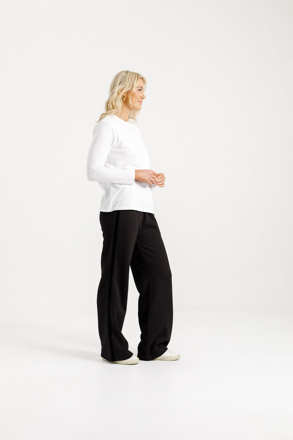 Palazzo Pants - Alpine Weight - Black with Black Velvet Ribbon