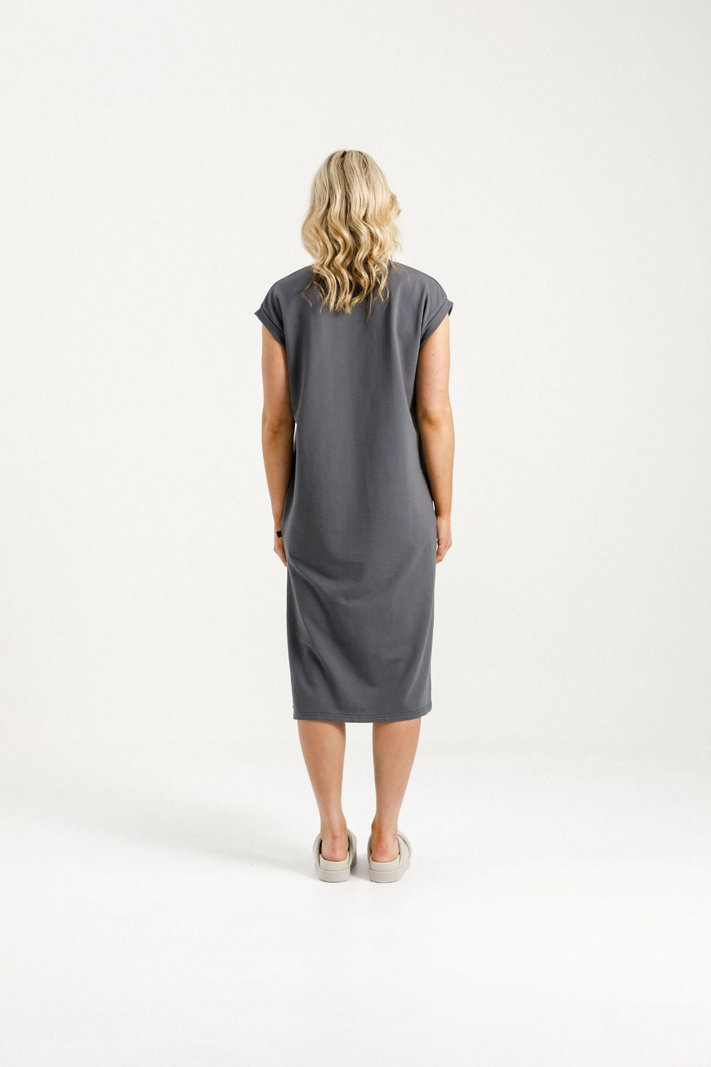 Adele Dress - Graphite with Blossom Berry Bow