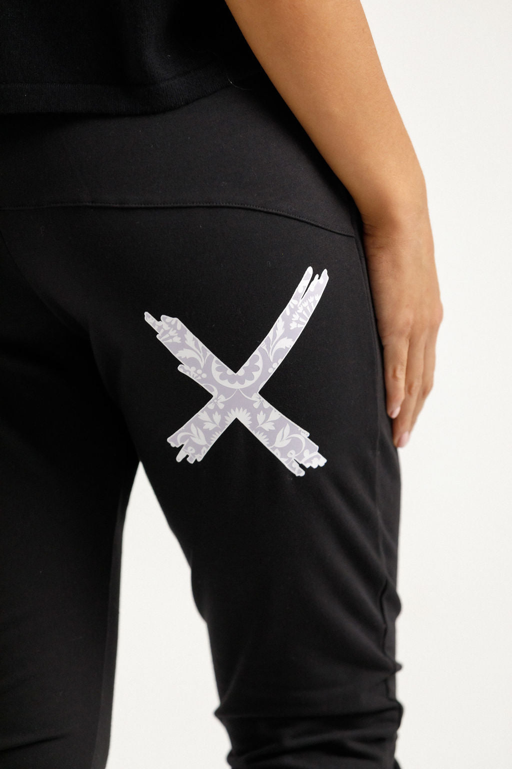 Apartment Pants - Winter Weight - Black with Lilac Damask X