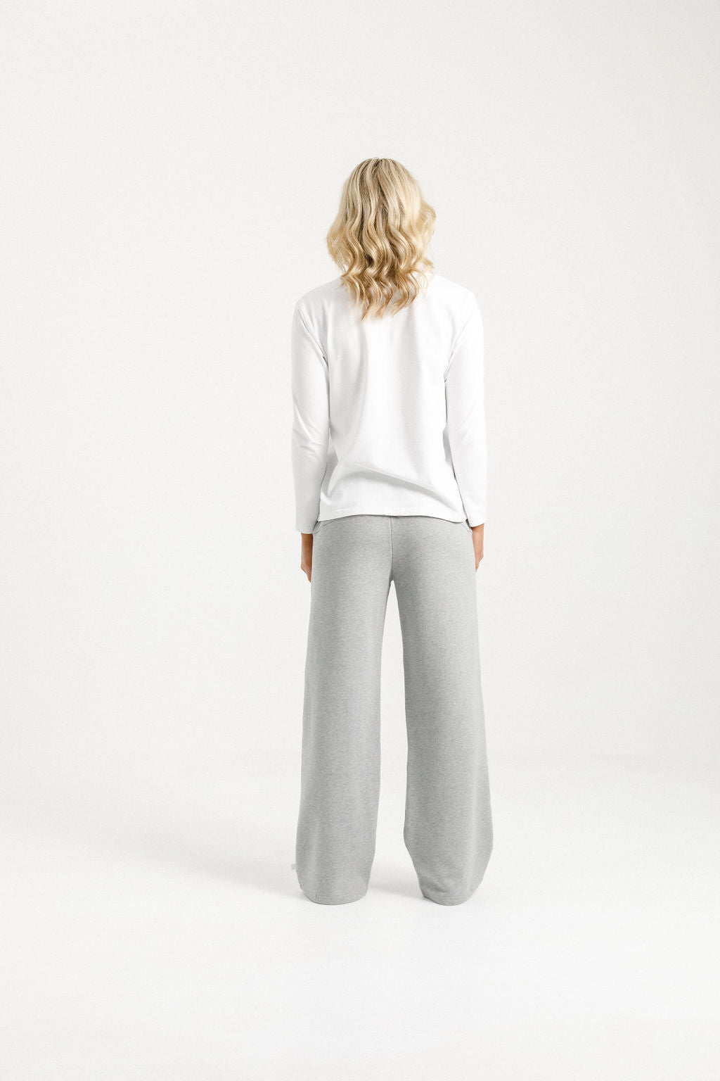 Palazzo Pants - Alpine Weight - Grey Marle with White Velvet Ribbon