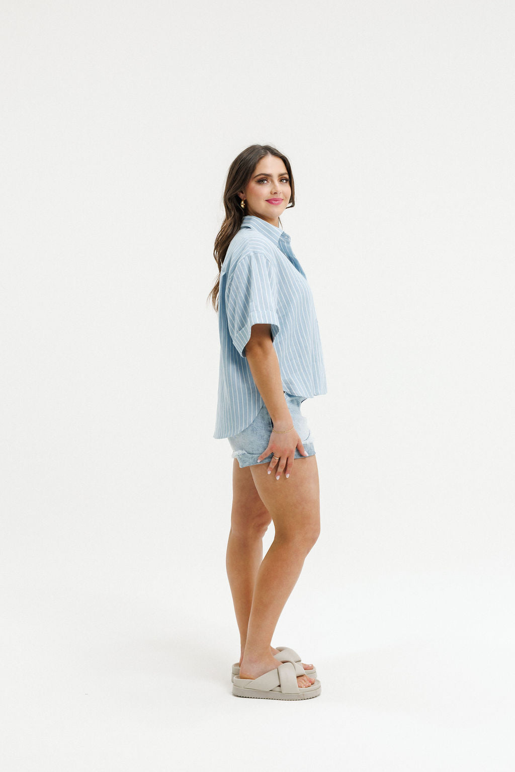 COMING SOON - Ruby Shirt - Hydrangea Stripes