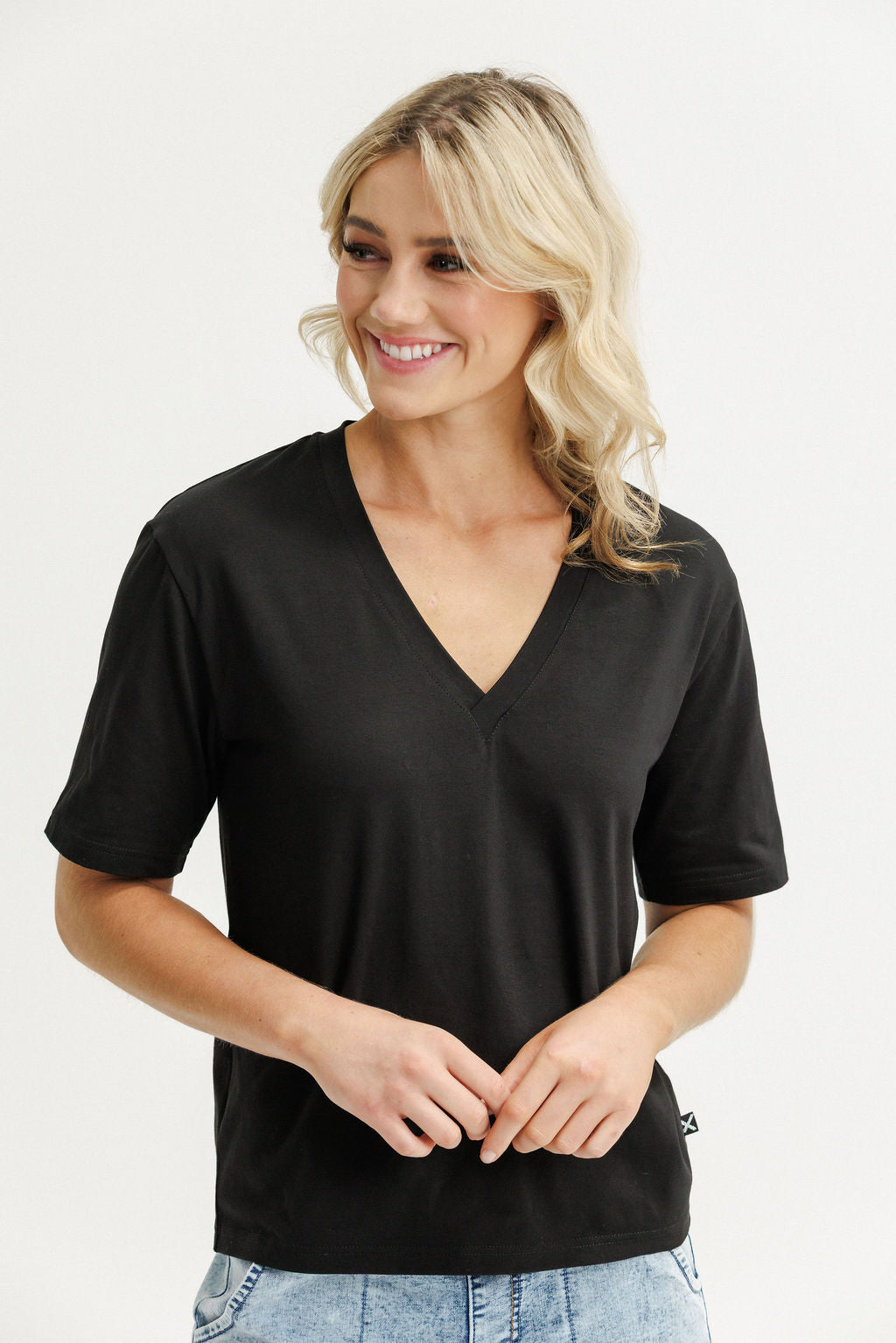 V Neck Tee - Black
