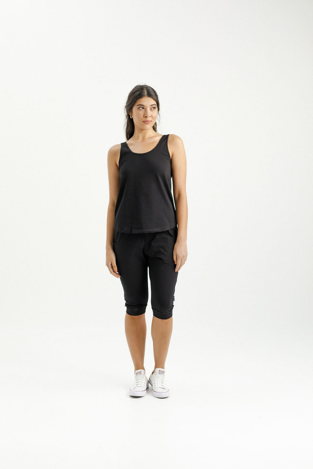 3/4 Apartment Pants - Black with Lime X
