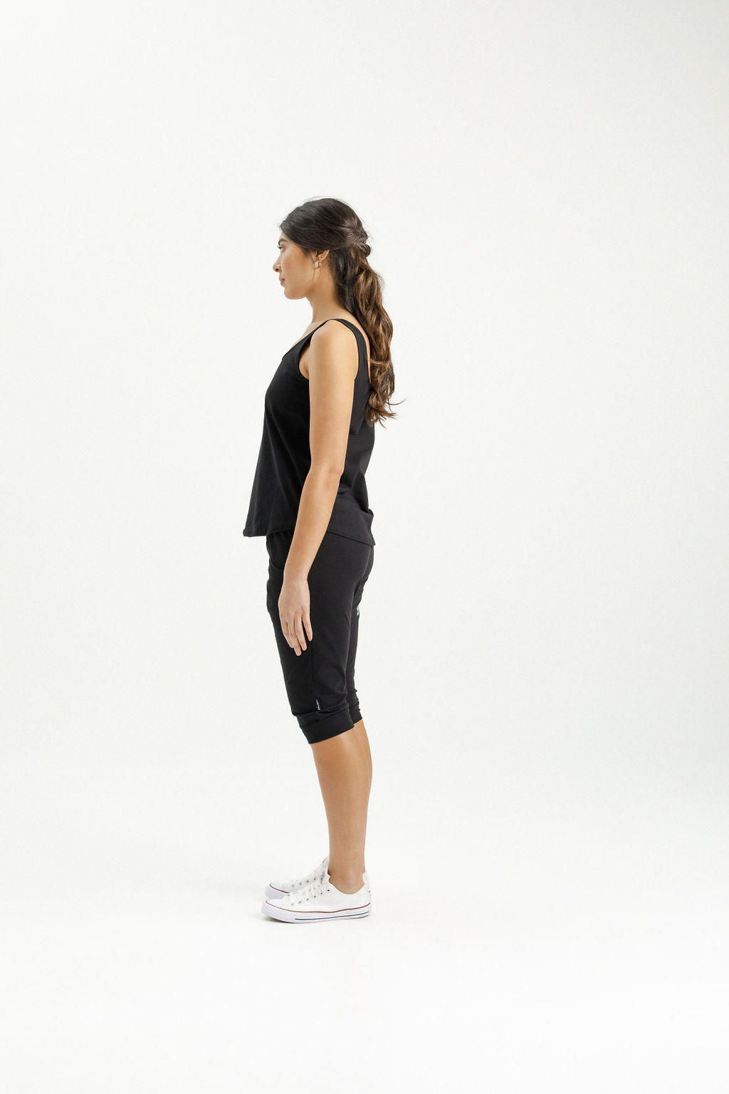 3/4 Apartment Pants - Black with Stormy Stripe X