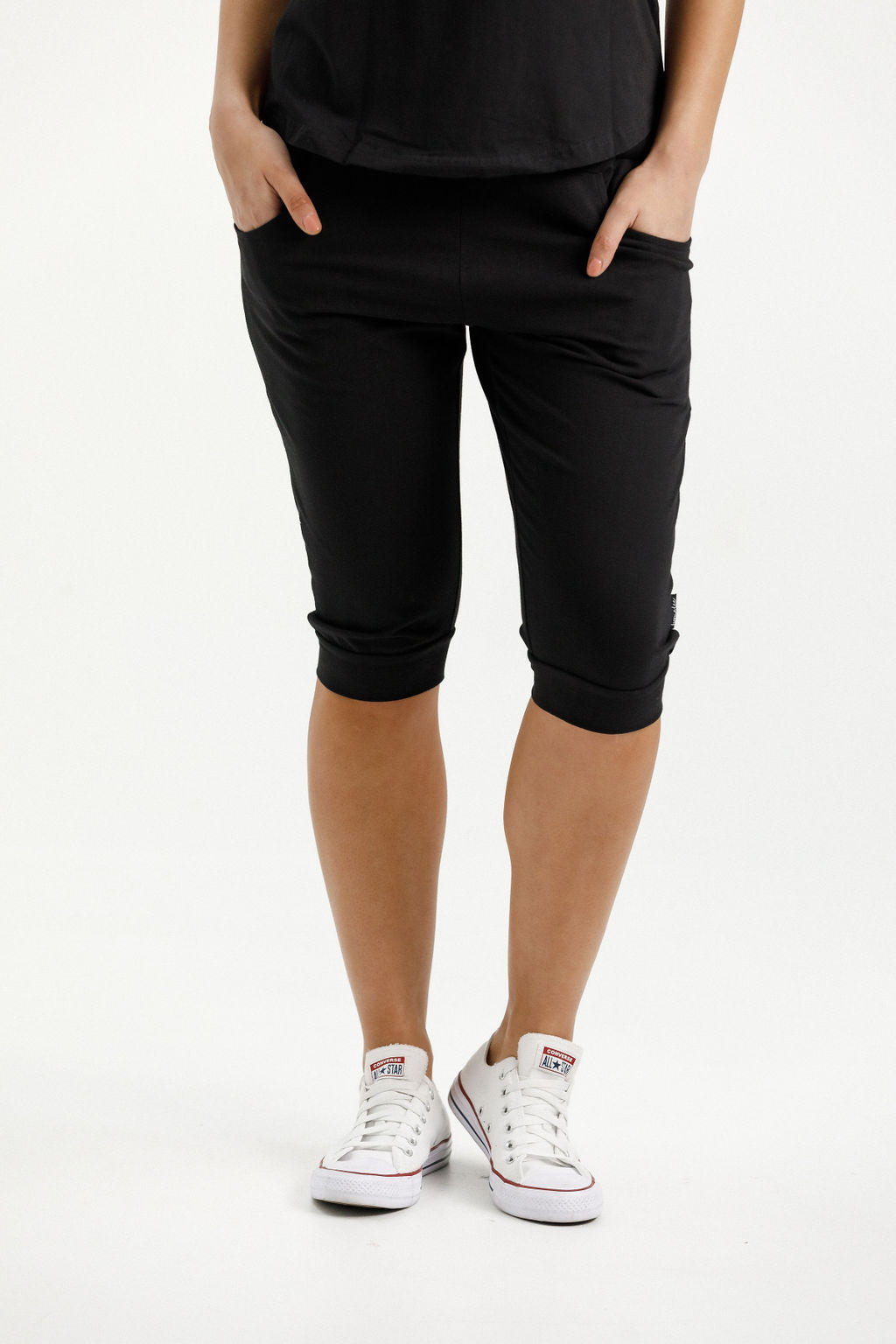 3/4 Apartment Pants - Black with Stormy Stripe X