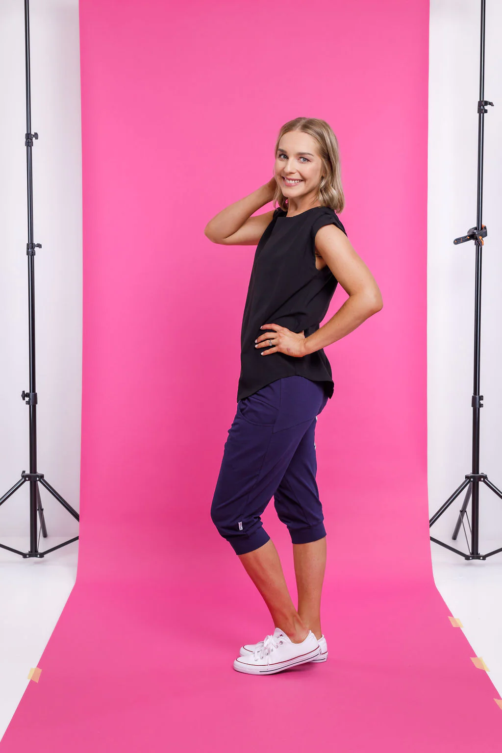 3/4 Apartment Pants - Evening Blue with White X