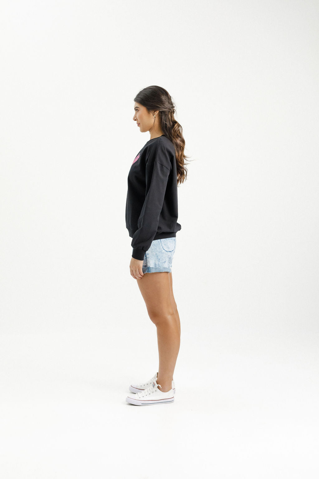 Kayla Crew - Black with Sunset Floral X