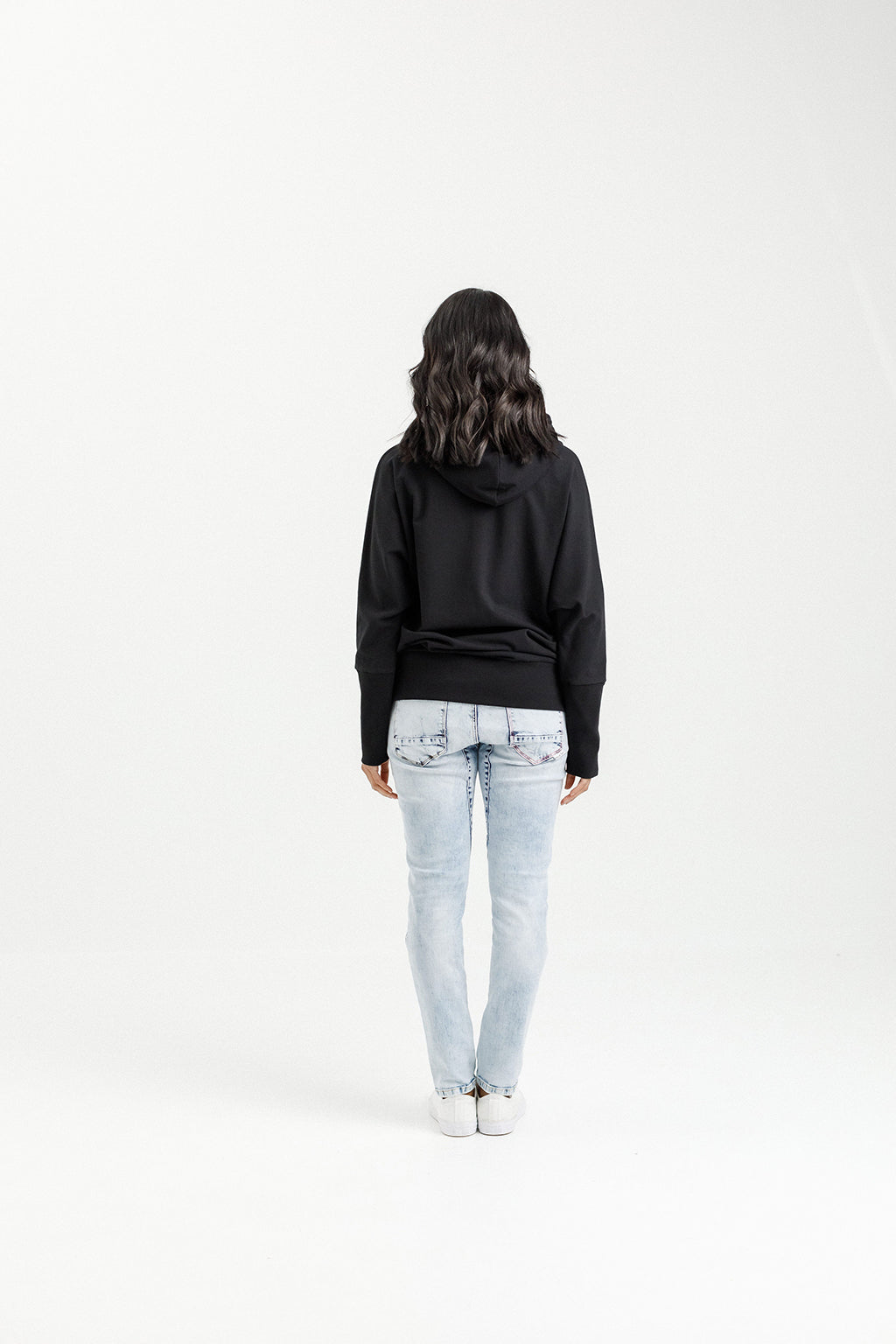 Ellen Hoodie - Black with Irregular Pink Stripe X