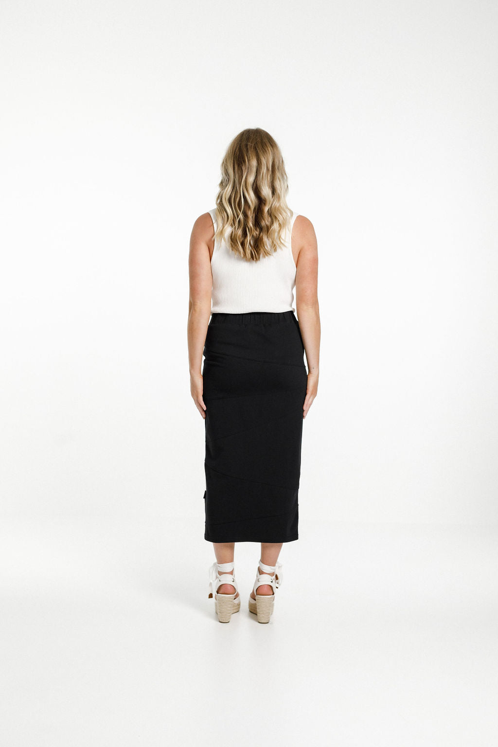 Spliced Violet Midi Skirt - Black