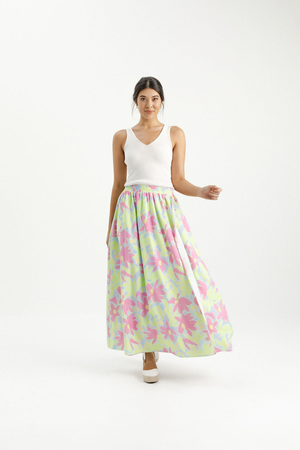 Elise Skirt - Lime Daisies