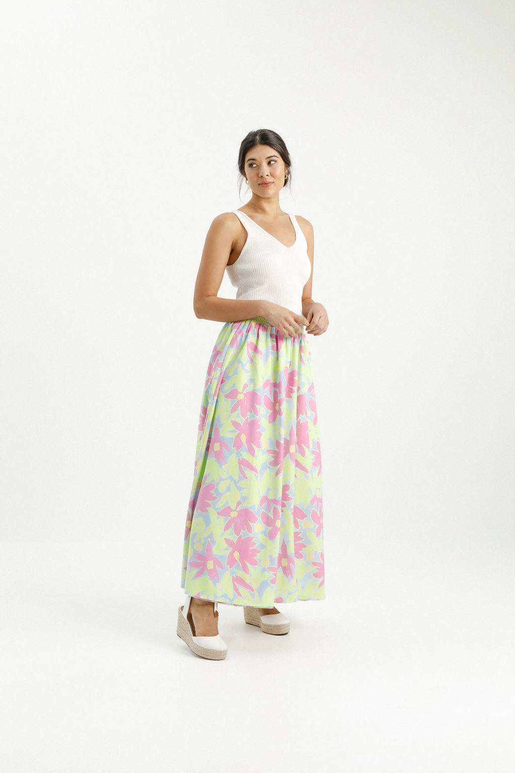 Elise Skirt - Lime Daisies