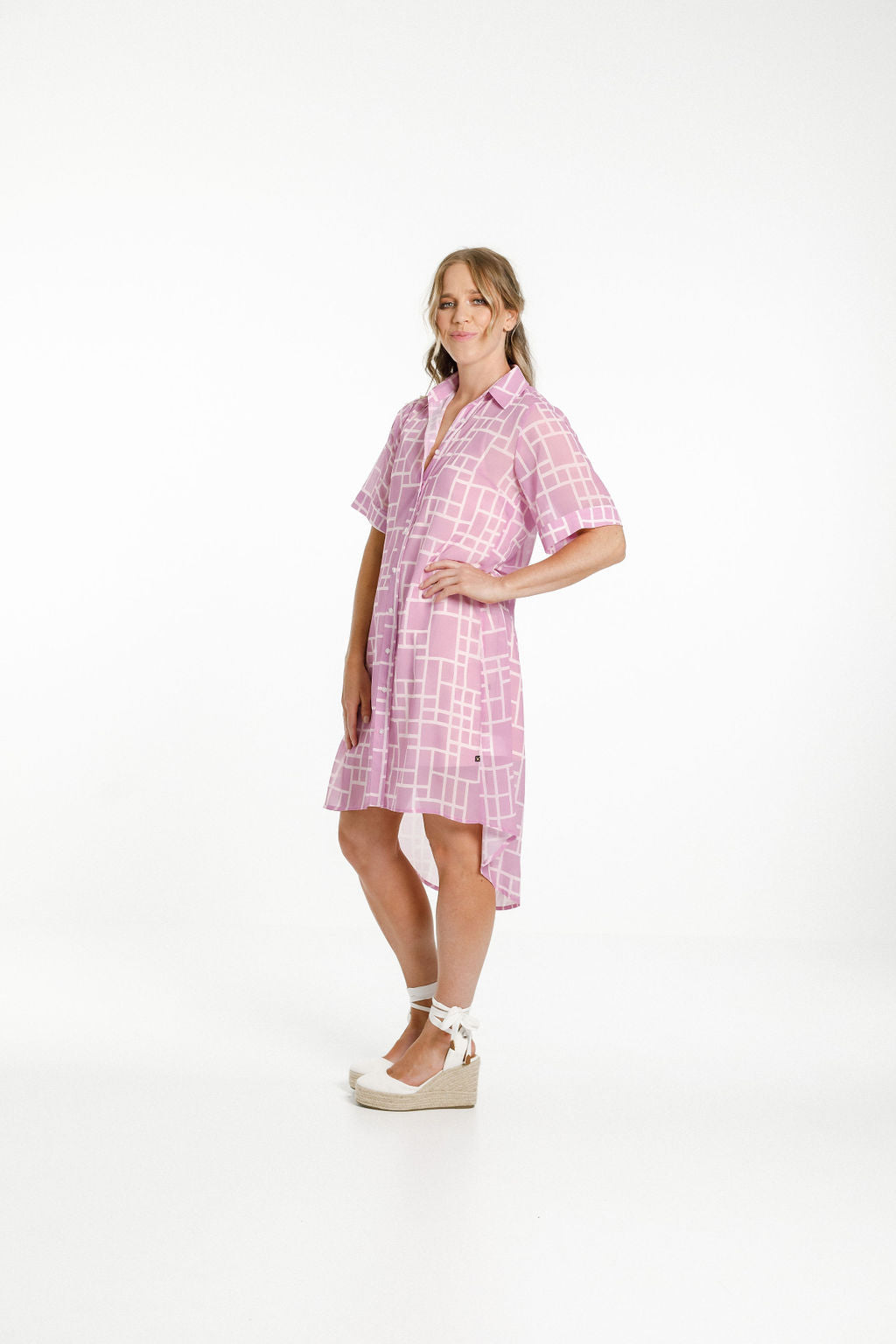 Maddison Shift Dress - Pink Bloom Print
