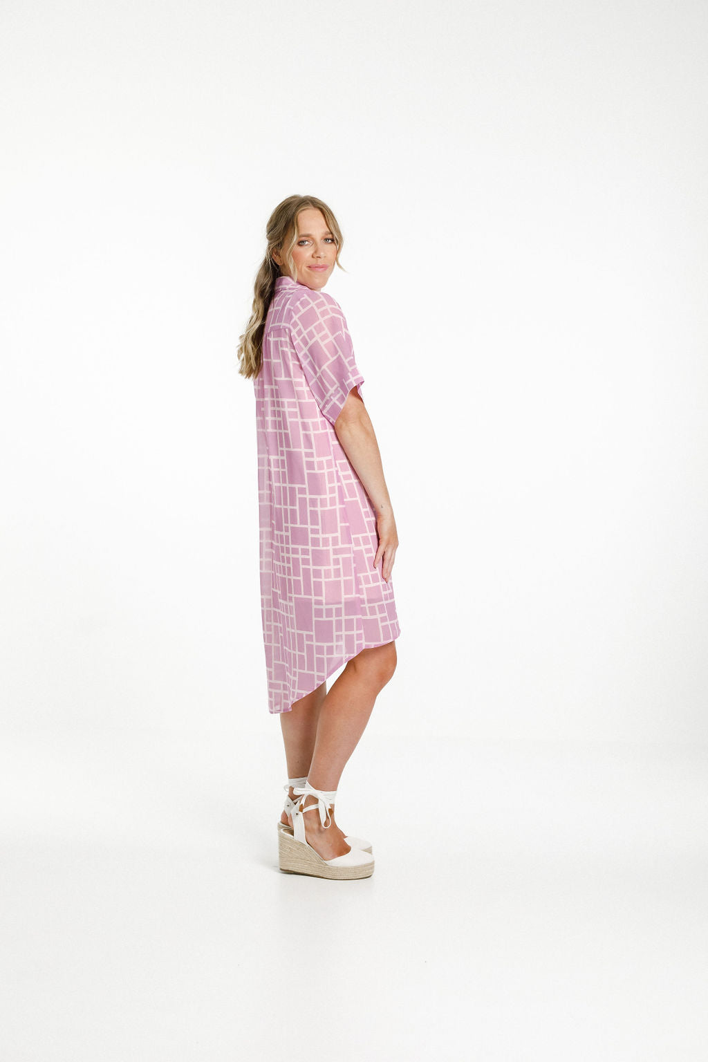 Maddison Shift Dress - Pink Bloom Print